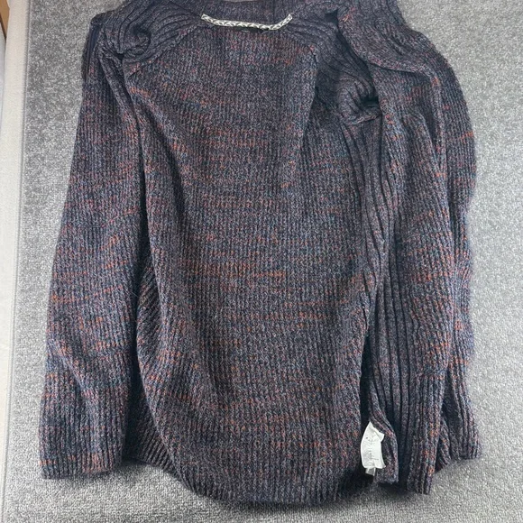 PrAna Full Zip Up Knit Sweater Cardigan Blue Rust Marled Womens L - Picture 7 of 11